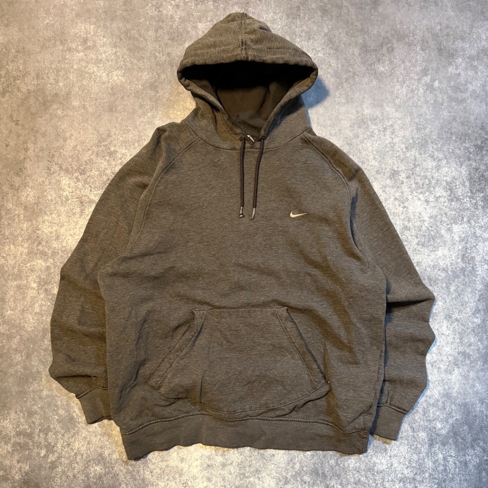 Y2K Nike Mens Mini‎ Swoosh Hoodie Gray Hoodie Sweatshirt Large